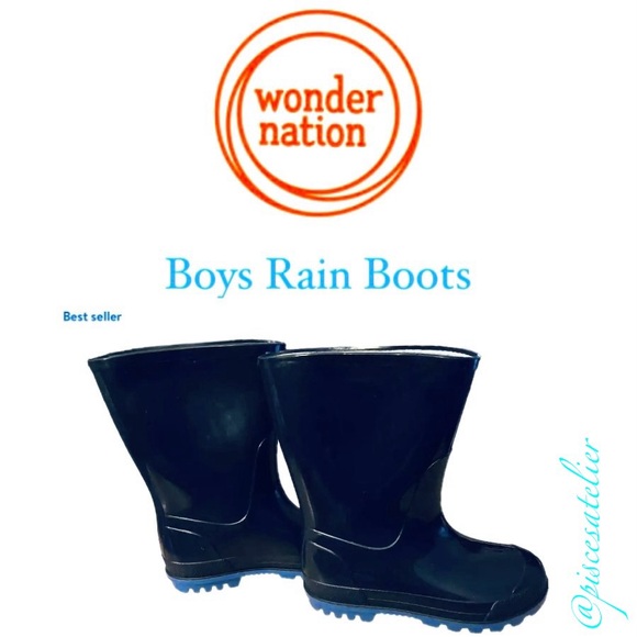 Wonder Nation Boys Rain Boots -Navy, Little Kids Size 13-1 - Picture 7 of 13